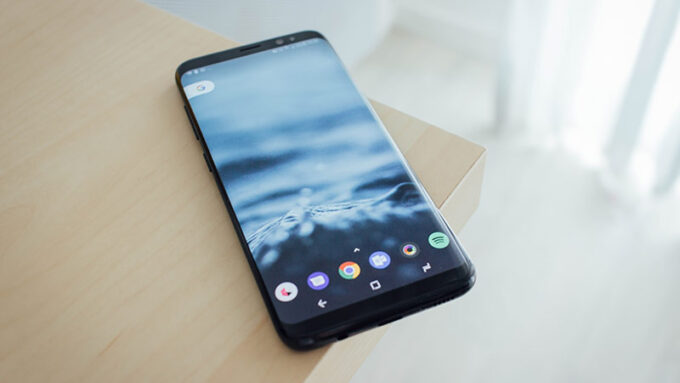 A cellphone laying on a table